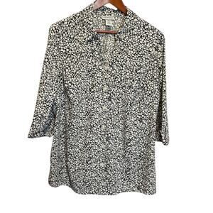 Catherines Women Tunic Top 14/16 Ditsy Floral Button Up Cottage Office Travel